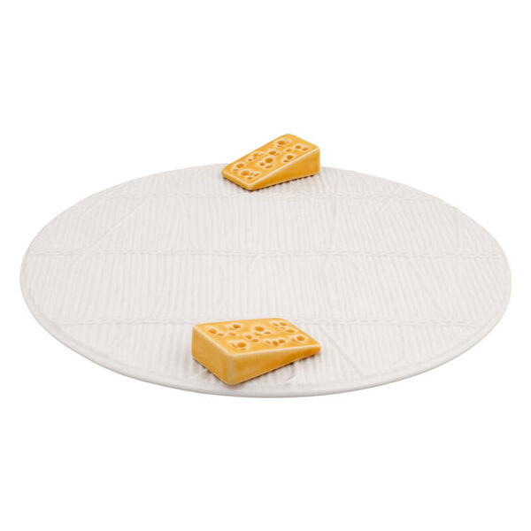 Bordallo Pinheiro kaastray wit met kaas geel - 31 cm