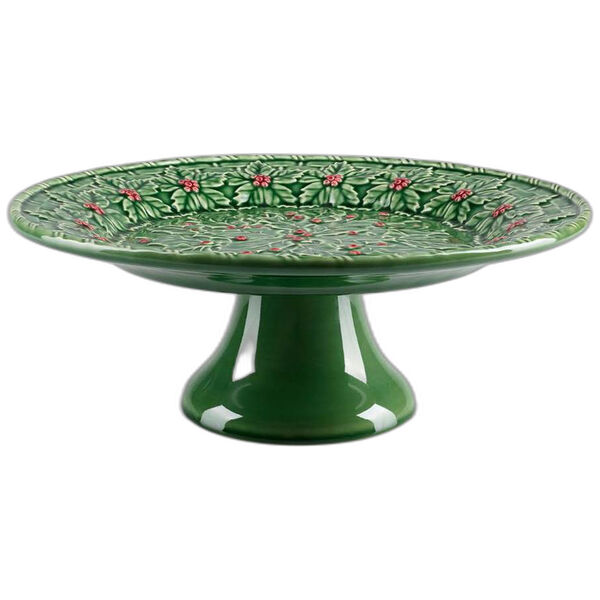 Bordallo Pinheiro Taartschaal op voet - Holly - Groen 34 cm