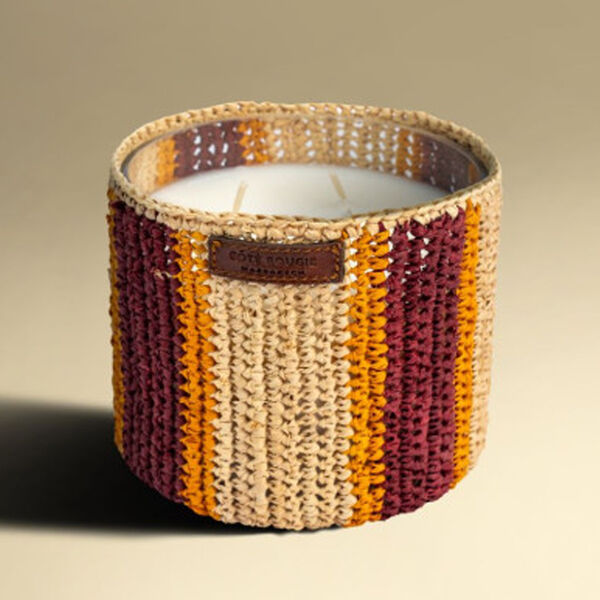 Côté Bougie Raphia rim geurkaars medium