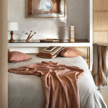 Cuba plaid linnen Brick  135x190 cm