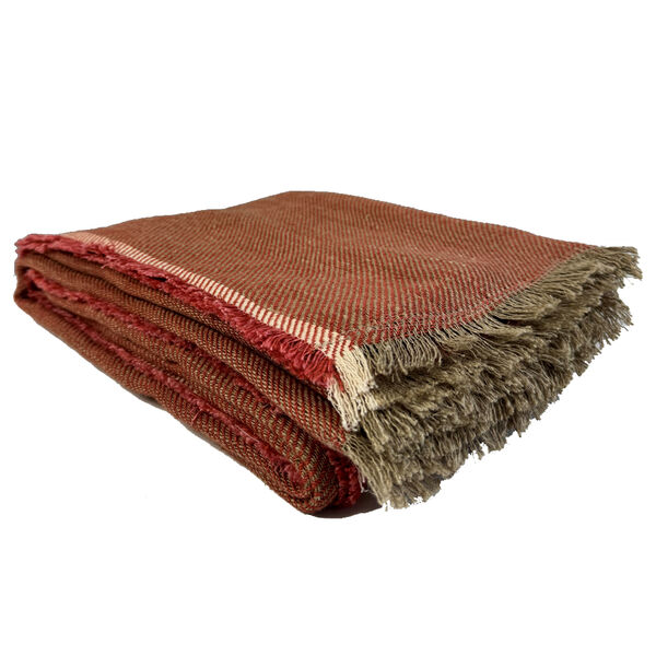 Cuba plaid linnen Brick  135x190 cm