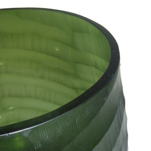 Glass Vase V cutting green