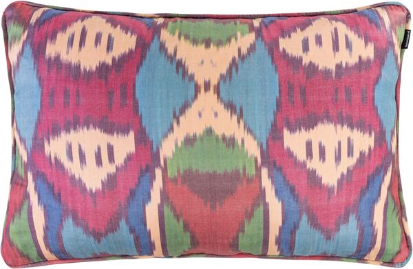 Ikat kussen katoen 40x60 roze-blauw