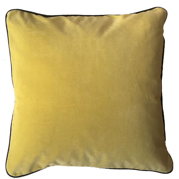 Kussen A&E orginals velvet yellow grey piping