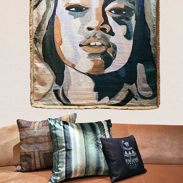 Kussen stripe green velours -  50x50 cm - Est 1966