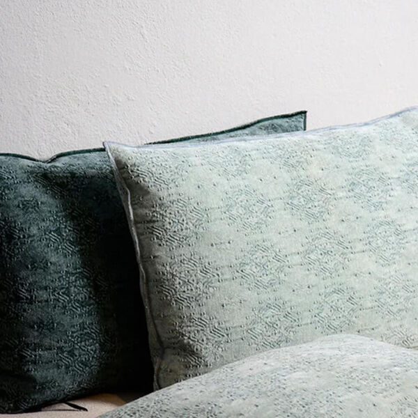 Kussen Vice Versa, Stone washed Jacquard - kilim aqua 40x60 cm