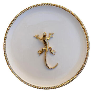  Les Ottomans Golden animal bord/schaal hagedis