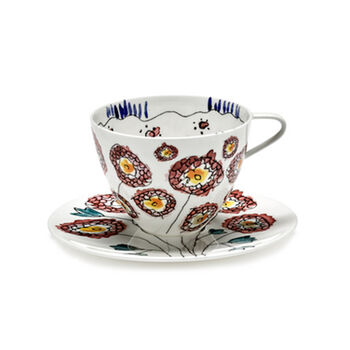 MARNI Midnightflowers - Cappuccinokop met schotel - Anemone Milk - 2 stuks