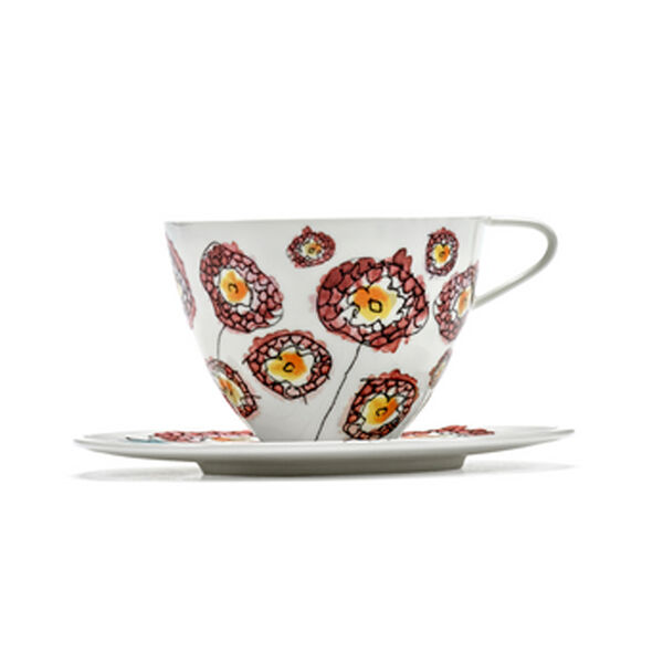 MARNI Midnightflowers - Cappuccinokop met schotel - Anemone Milk - 2 stuks