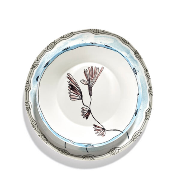 MARNI Midnightflowers - Diep bord M Camelia Aubergine 22 cm - 2 stuks