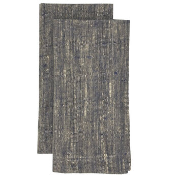 Maya servet naturel/navy set van 2