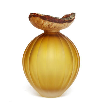 Poppy Bowl amber - Sculptural glass
