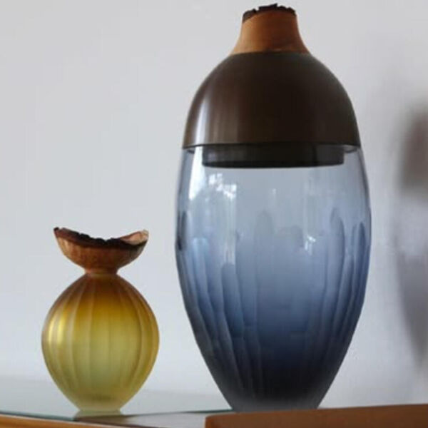 Poppy Bowl amber - Sculptural glass