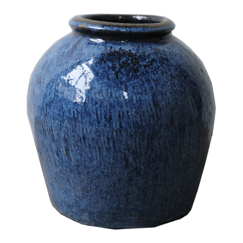 Pot aardewerk blauw glazuur