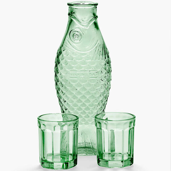 Set karaf met 2 glazen fish & fish M groen