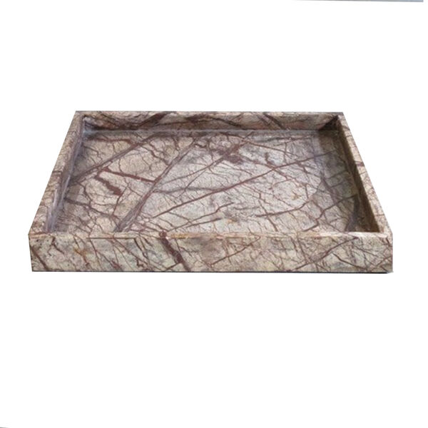 Tray marble  30x30x3 cm brown 