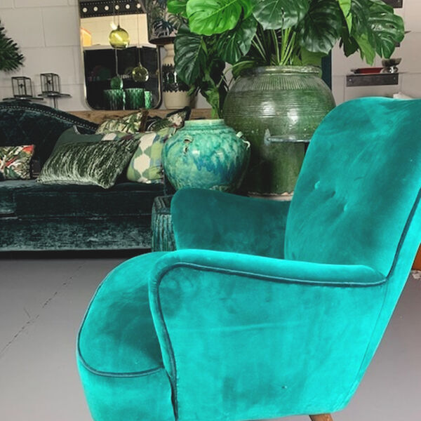 Vintage fauteuiltje turquoise