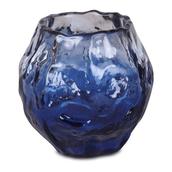 Waxinelicht glas large blauw 