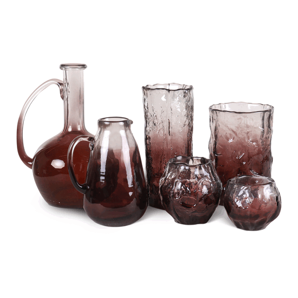 Waxinelicht glas large wijnrood - set van 2