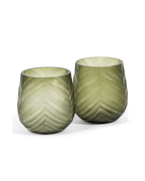 Glass Vase V cutting green