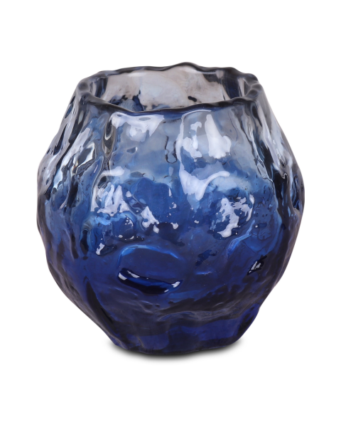Waxinelicht glas large blauw - set van 2