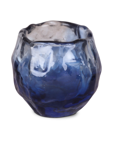 Waxinelicht glas blauw - set van 2