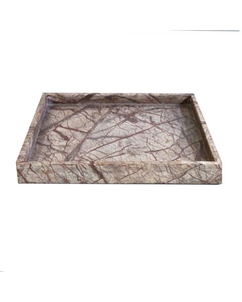 Tray marble 40x40x4 cm brown 