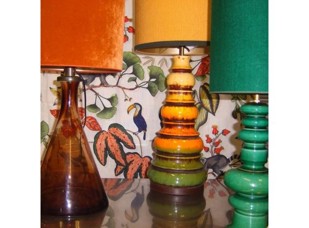 maat Heiligdom Leeuw Tafellamp vintage Orange Glass